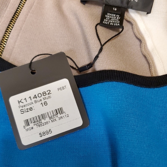 Saint John Blue, White, Black, Tan, Reversable Dress New With Tags Size 16 - Picture 8 of 8